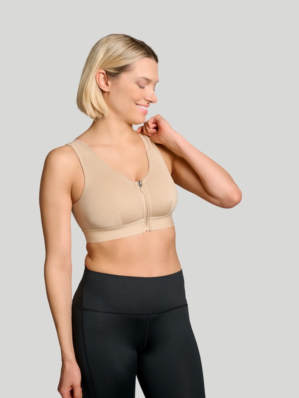 Tommie Copper Shoulder Support Bra w/Zipper - Nude - Size XL